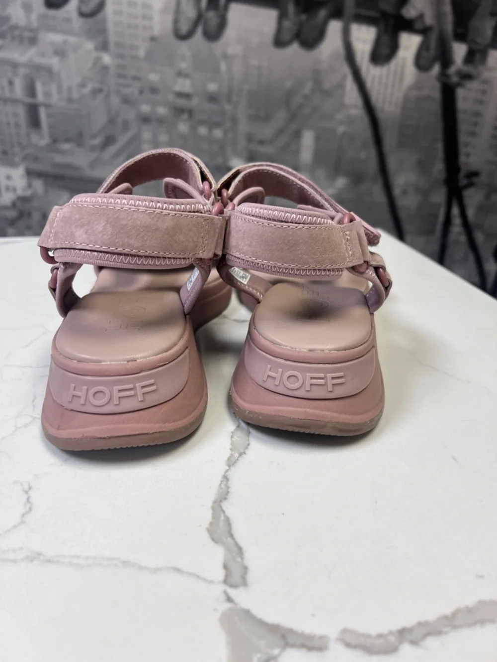 HOFF Ibiza Blush Pink Sport Sandals Size 7.5 EU 38Velcro Strap Comfort Platform